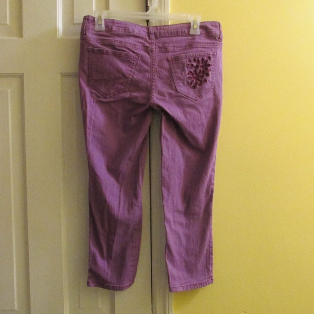 CITY STREETS Vintage Women's Juniors Size 7 Skinny Stretch Purple Capris